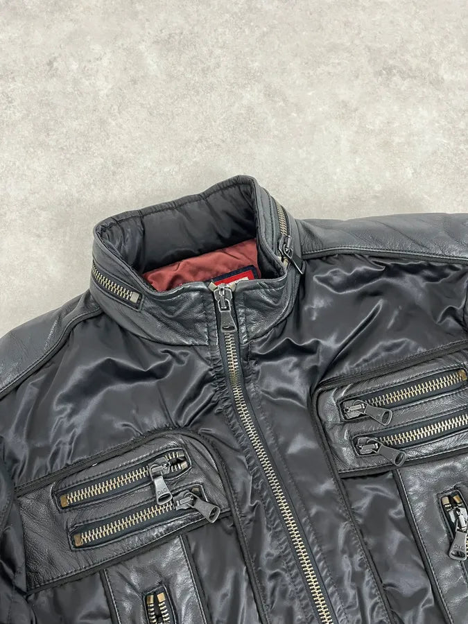 AW2007 Dolce & Gabbana Black Hybrid Nylon Leather Jacket MsADgmT 6
