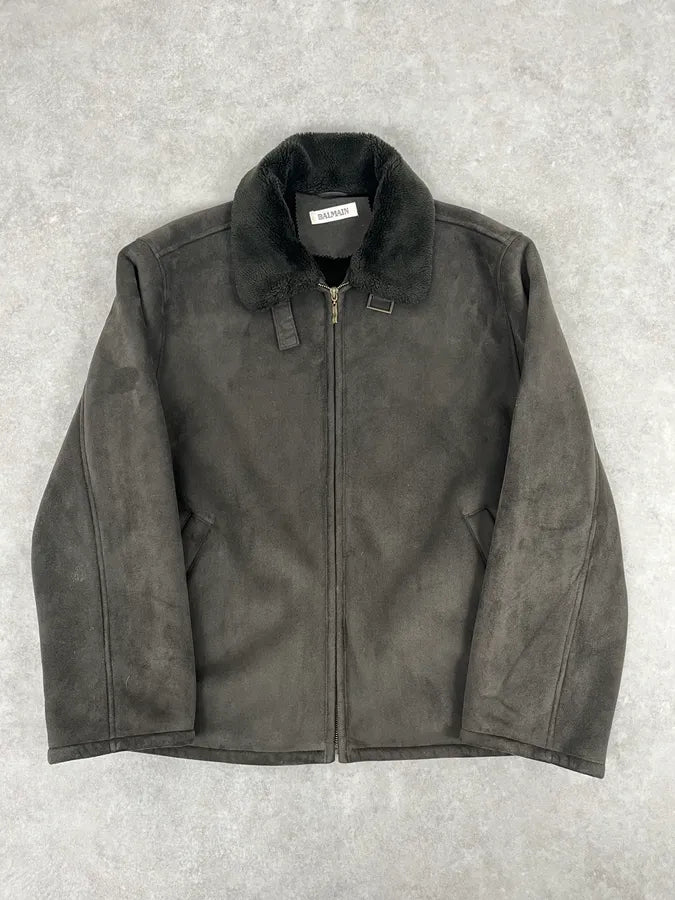 Balmain Brown Classy Suede Zip-up Jacket DzYrmYH 0