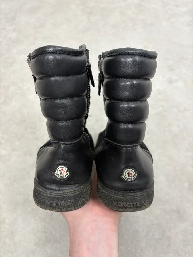 Moncler Signature Winter Black Pony Hair Leather Boots WcVAveQ 6
