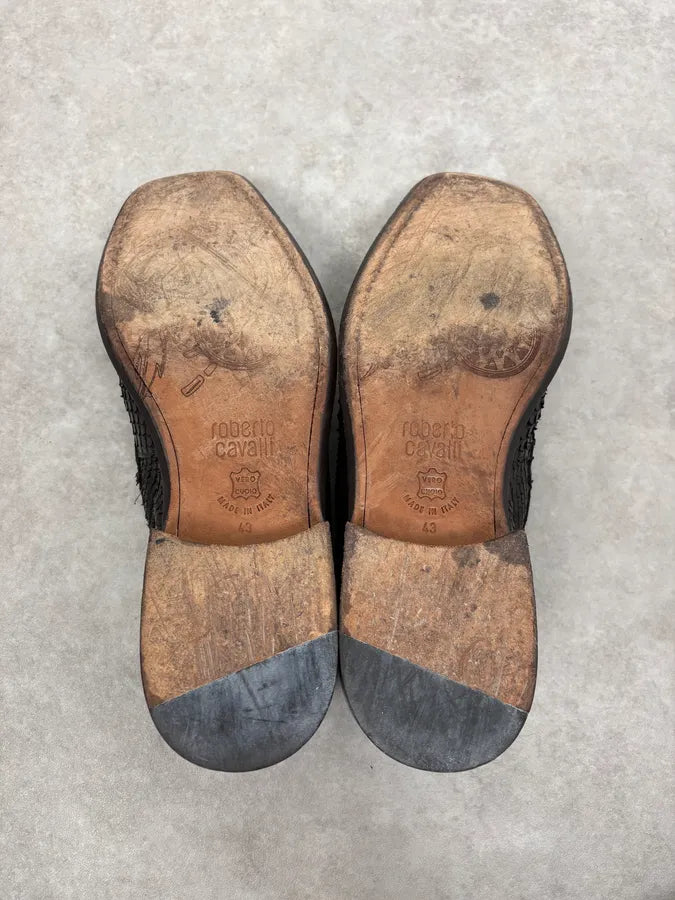 2000s Roberto Cavalli Dark Brown Python Leather Mules qEwUkqw 7