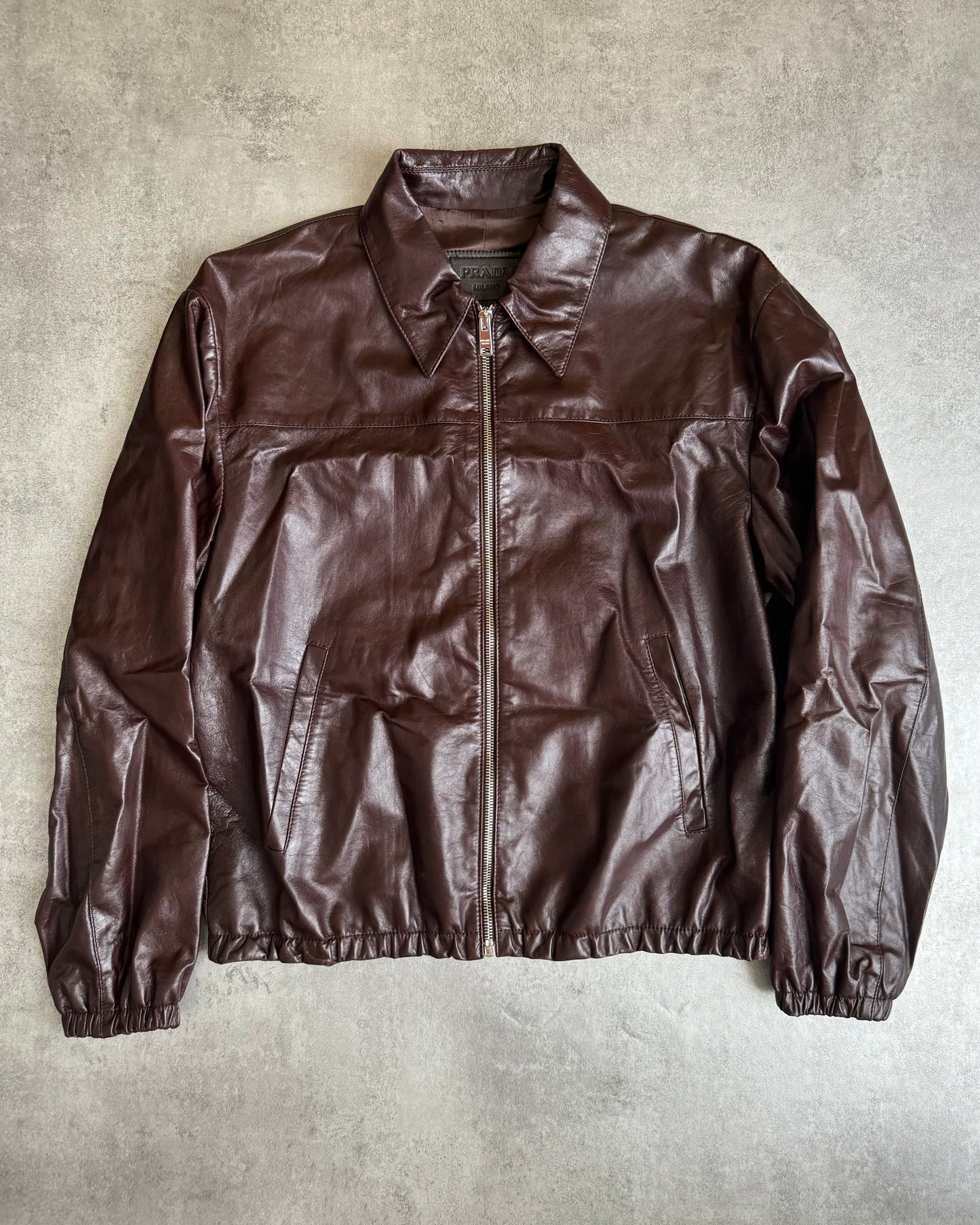 AW2017 Prada Brown Soft Relaxed Leather Jacket  (XS) - 1