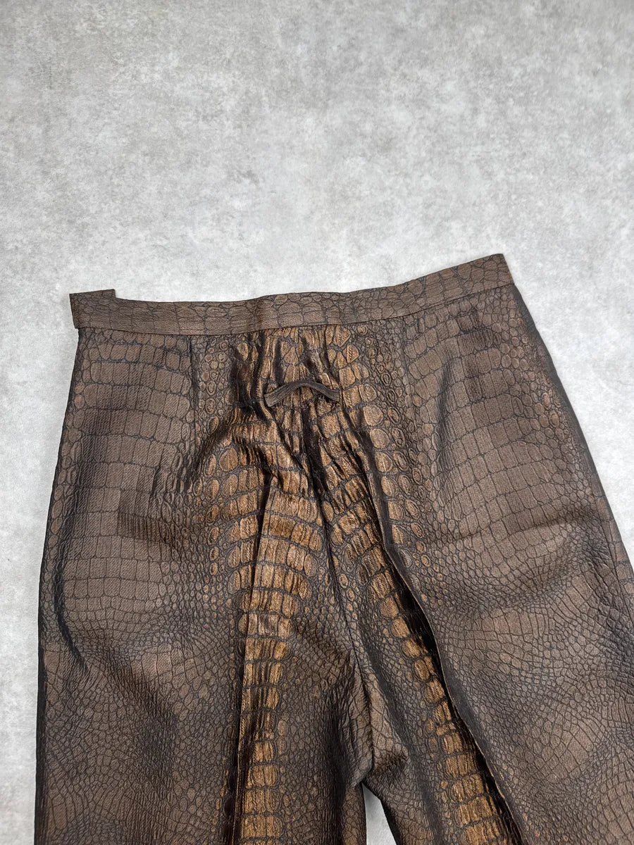 2000s Jean Paul Gaultier Bronze Metallica Crocodile High Waist Pants bAUcIepD 11