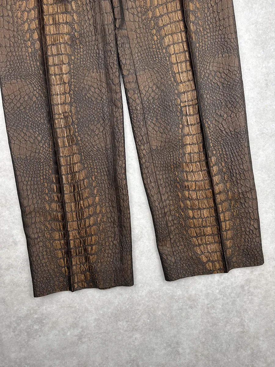 2000s Jean Paul Gaultier Bronze Metallica Crocodile High Waist Pants bAUcIepD 8