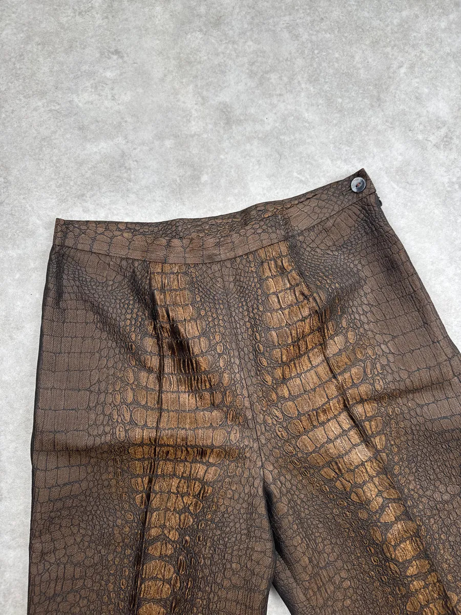 2000s Jean Paul Gaultier Bronze Metallica Crocodile High Waist Pants bAUcIepD 9
