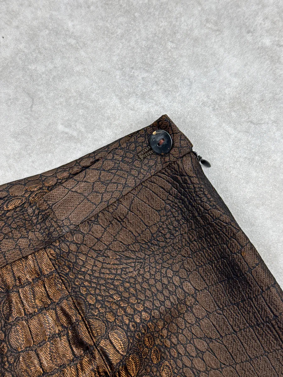 2000s Jean Paul Gaultier Bronze Metallica Crocodile High Waist Pants bAUcIepD 10
