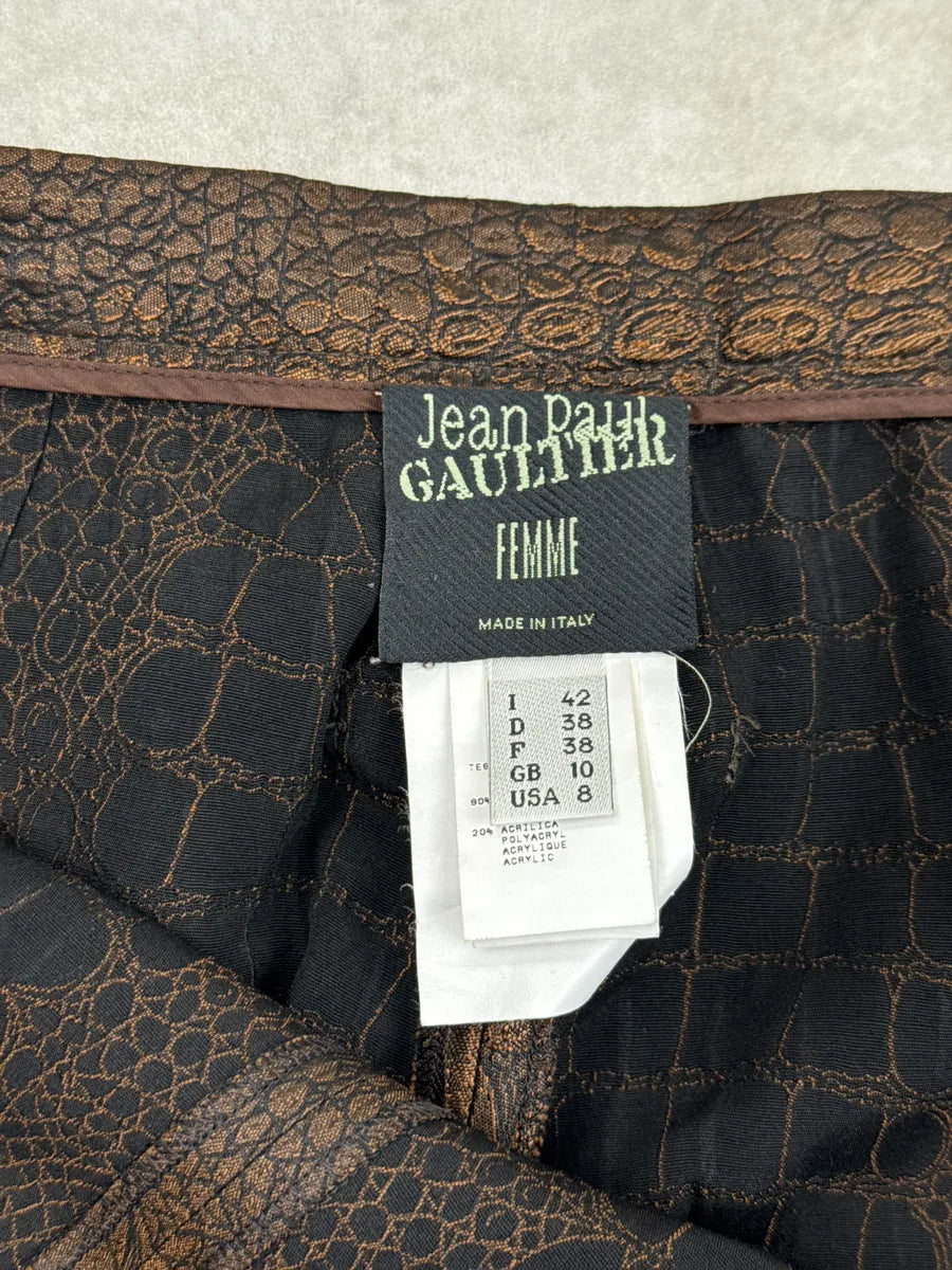 2000s Jean Paul Gaultier Bronze Metallica Crocodile High Waist Pants bAUcIepD 14