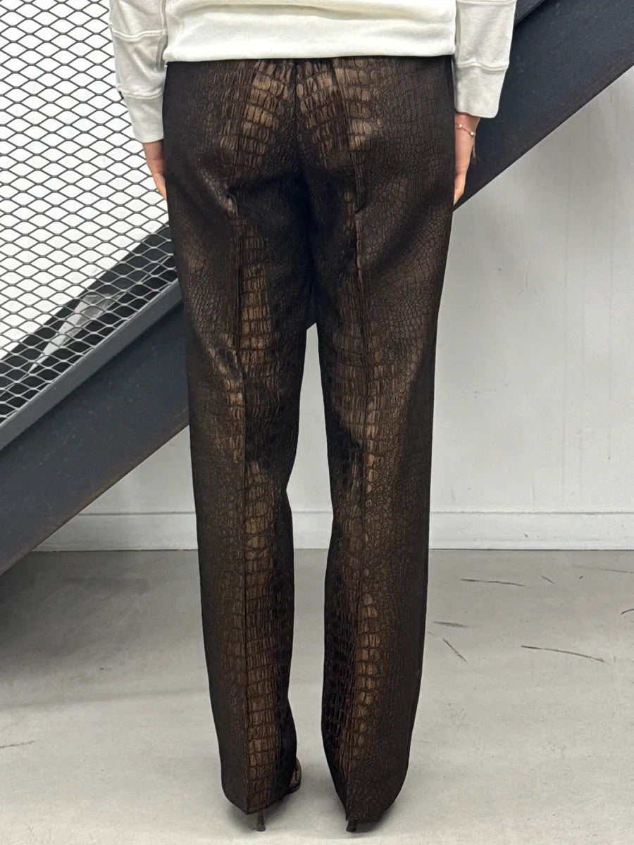 2000s Jean Paul Gaultier Bronze Metallica Crocodile High Waist Pants bAUcIepD 2