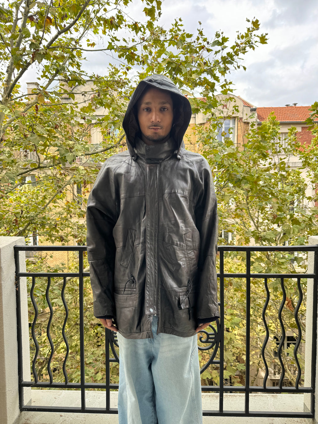 1980s Giorgio Armani Brown Leather Jacket  (L) - 3