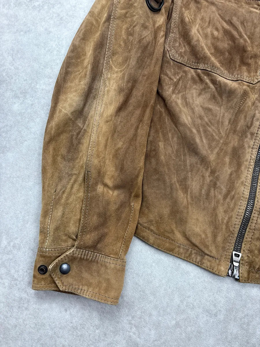 2000s Prada Brown Utility Pocket Hybrid Bomber Suede Leather Jacket bFhgonnB 7