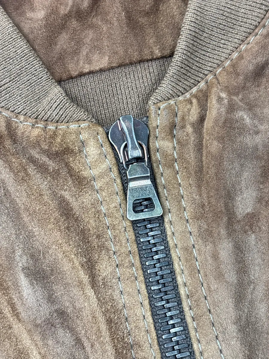 2000s Prada Brown Utility Pocket Hybrid Bomber Suede Leather Jacket bFhgonnB 9