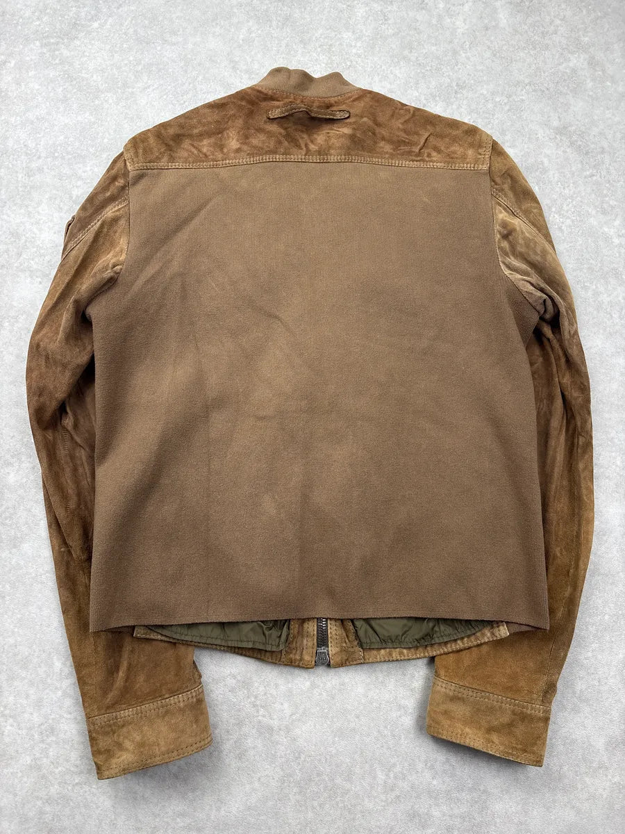 2000s Prada Brown Utility Pocket Hybrid Bomber Suede Leather Jacket bFhgonnB 5