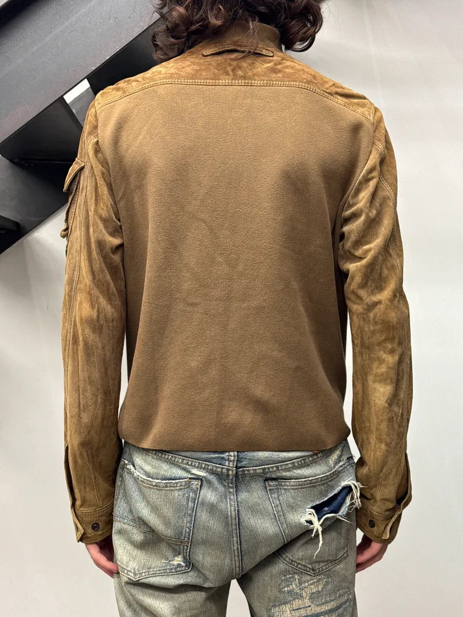 2000s Prada Brown Utility Pocket Hybrid Bomber Suede Leather Jacket bFhgonnB 2