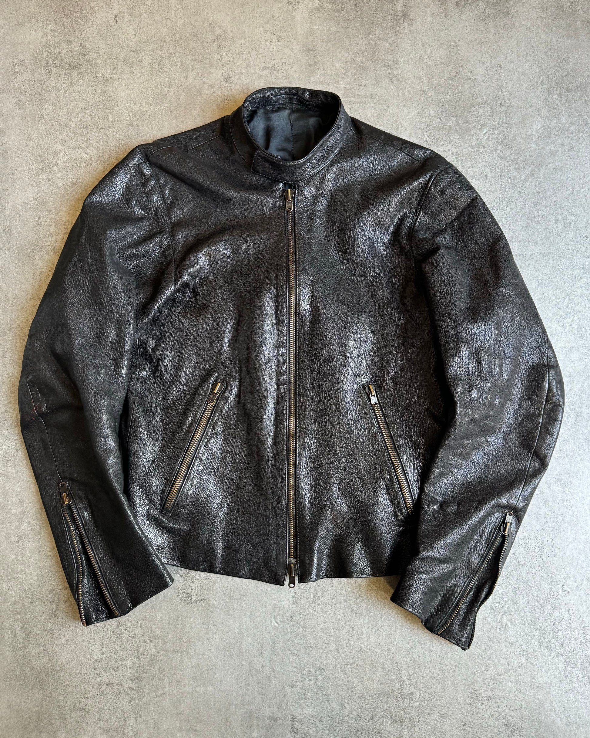 SS2003 Yohji Yamamoto Sample Biker Black Leather Jacket (S) - 1