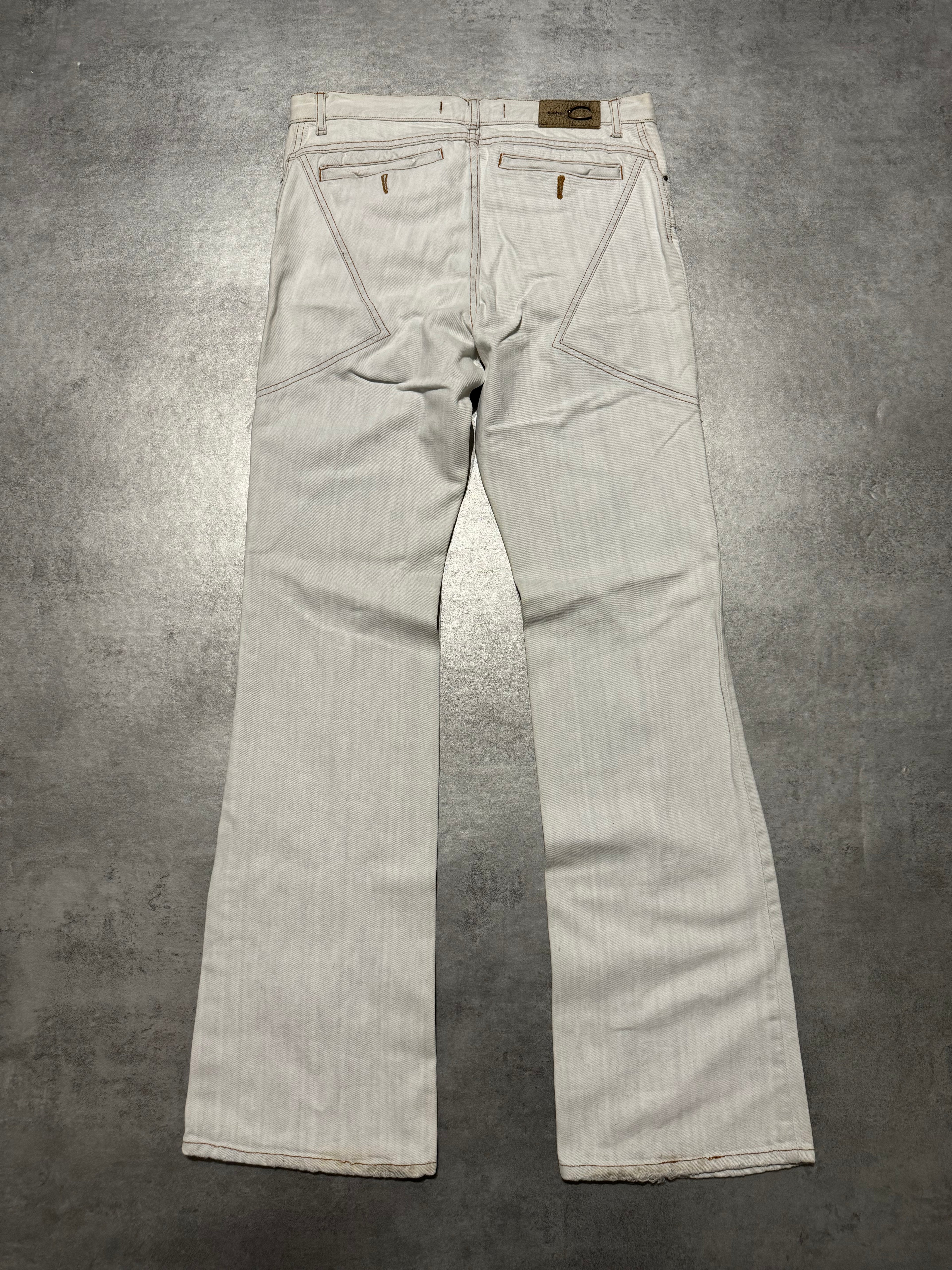 SS2004 Cavalli Geometrical Relaxed Triple White Pants (M) - 2
