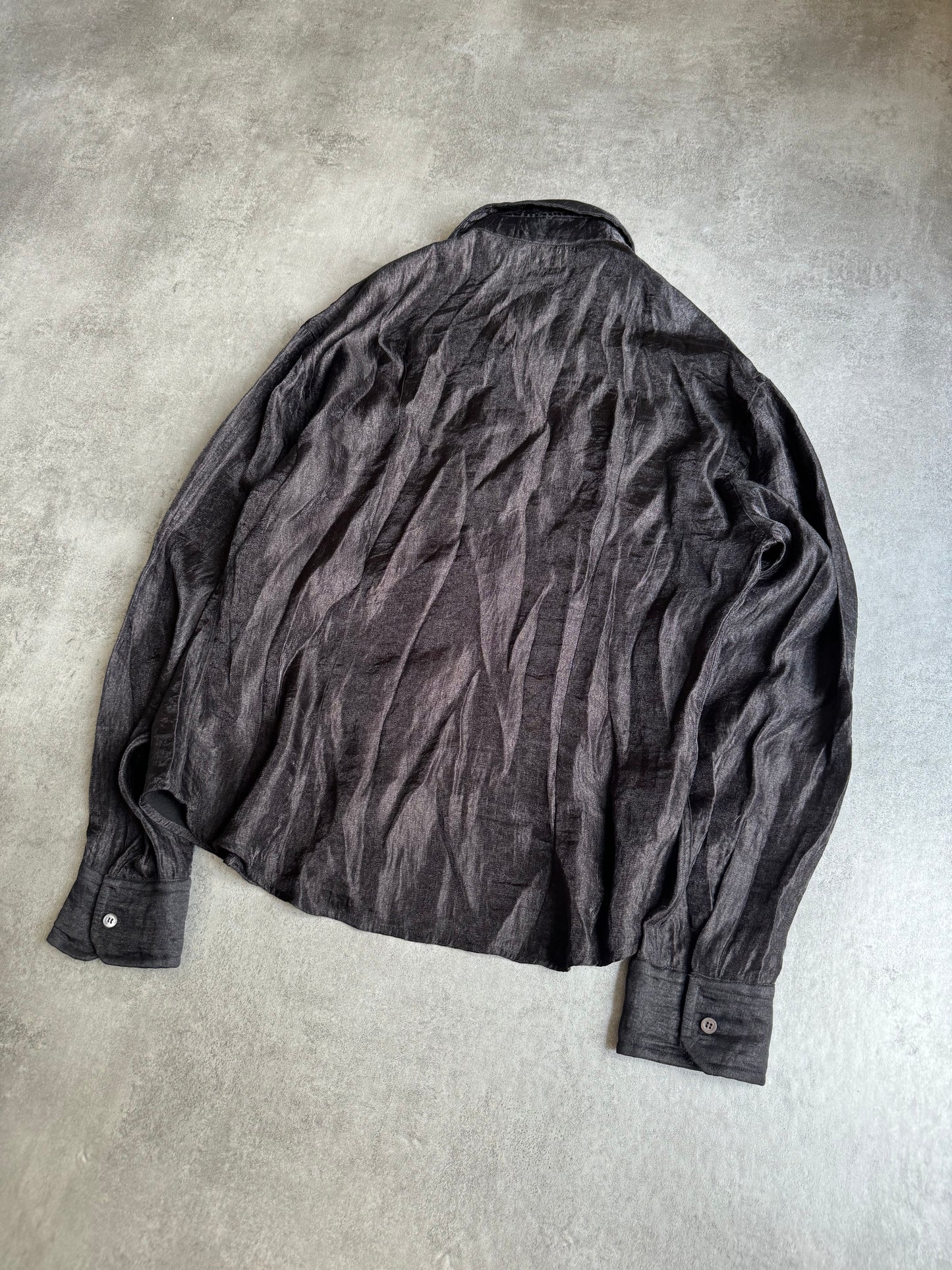 1990s Armani Collezioni Light Black Pure Shirt  (M) - 3