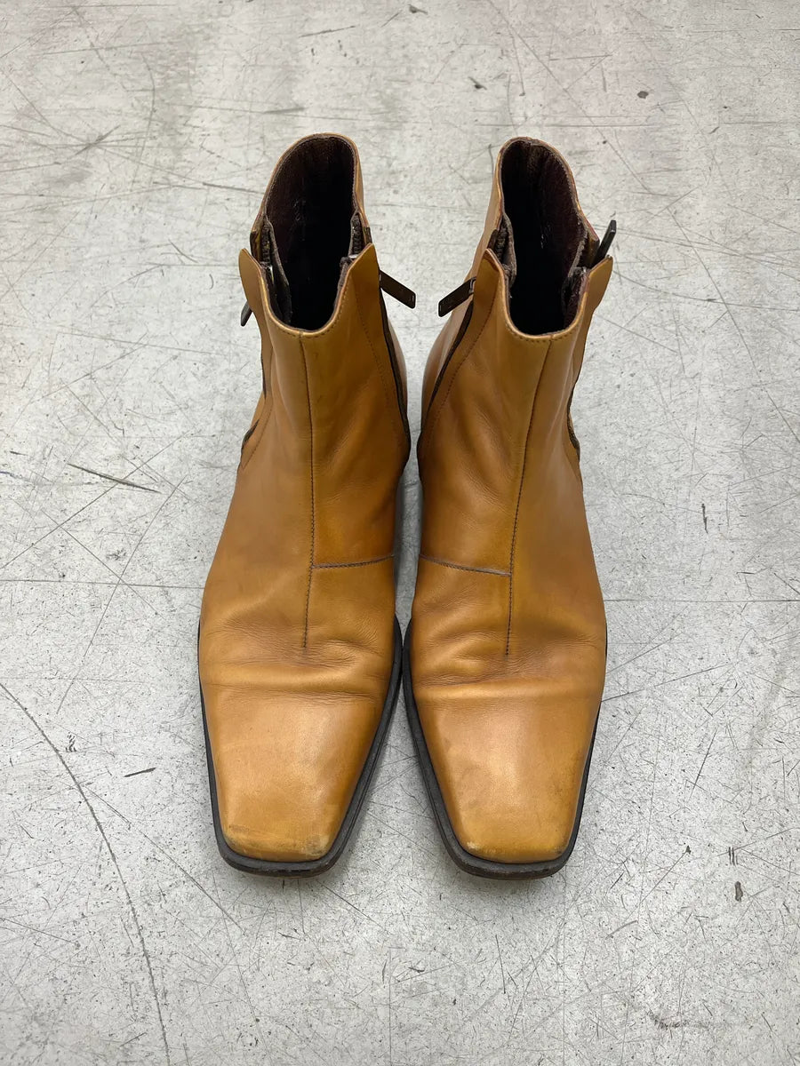 2000s Yves Saint Laurent Side-Zip Camel Leather Boots bKfprybX 4
