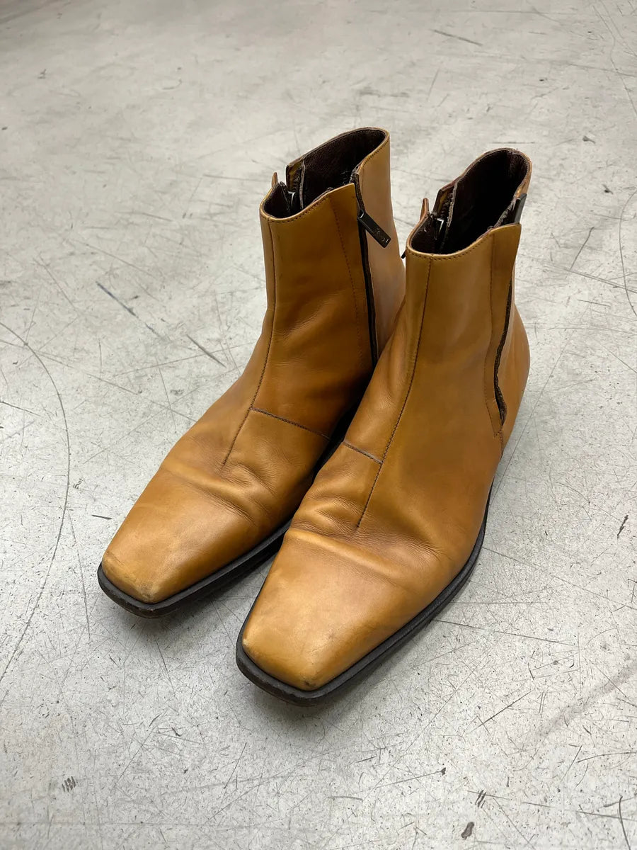 2000s Yves Saint Laurent Side-Zip Camel Leather Boots bKfprybX 1