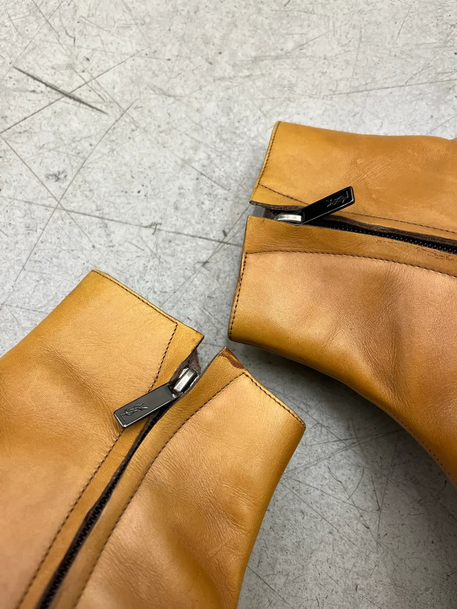 2000s Yves Saint Laurent Side-Zip Camel Leather Boots bKfprybX 6