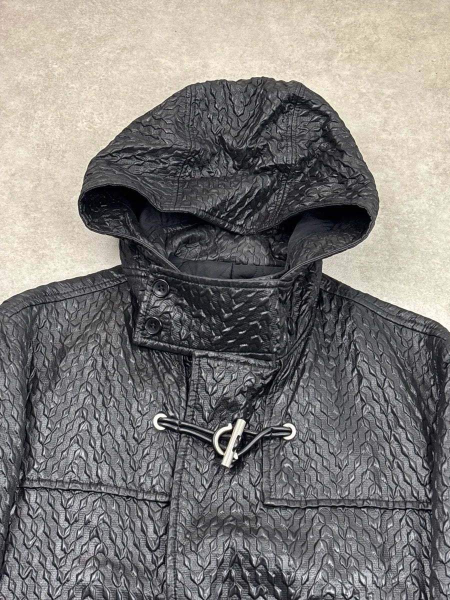 AW2014 Balenciaga Black Textured Hooded Toggle Coat bKwPvxlC 5