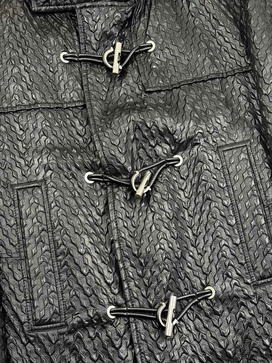 AW2014 Balenciaga Black Textured Hooded Toggle Coat bKwPvxlC 6
