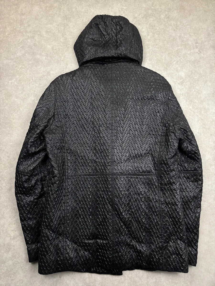 AW2014 Balenciaga Black Textured Hooded Toggle Coat bKwPvxlC 4