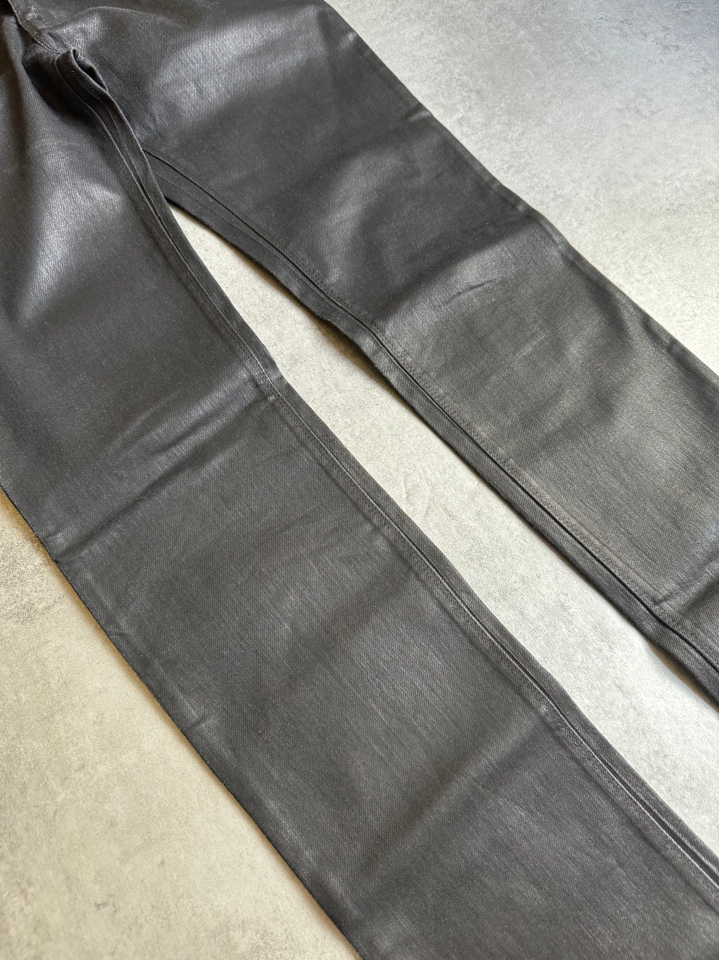 SS2007 Prada Waxed Black Shadow Rockstar Pants (M) - 5