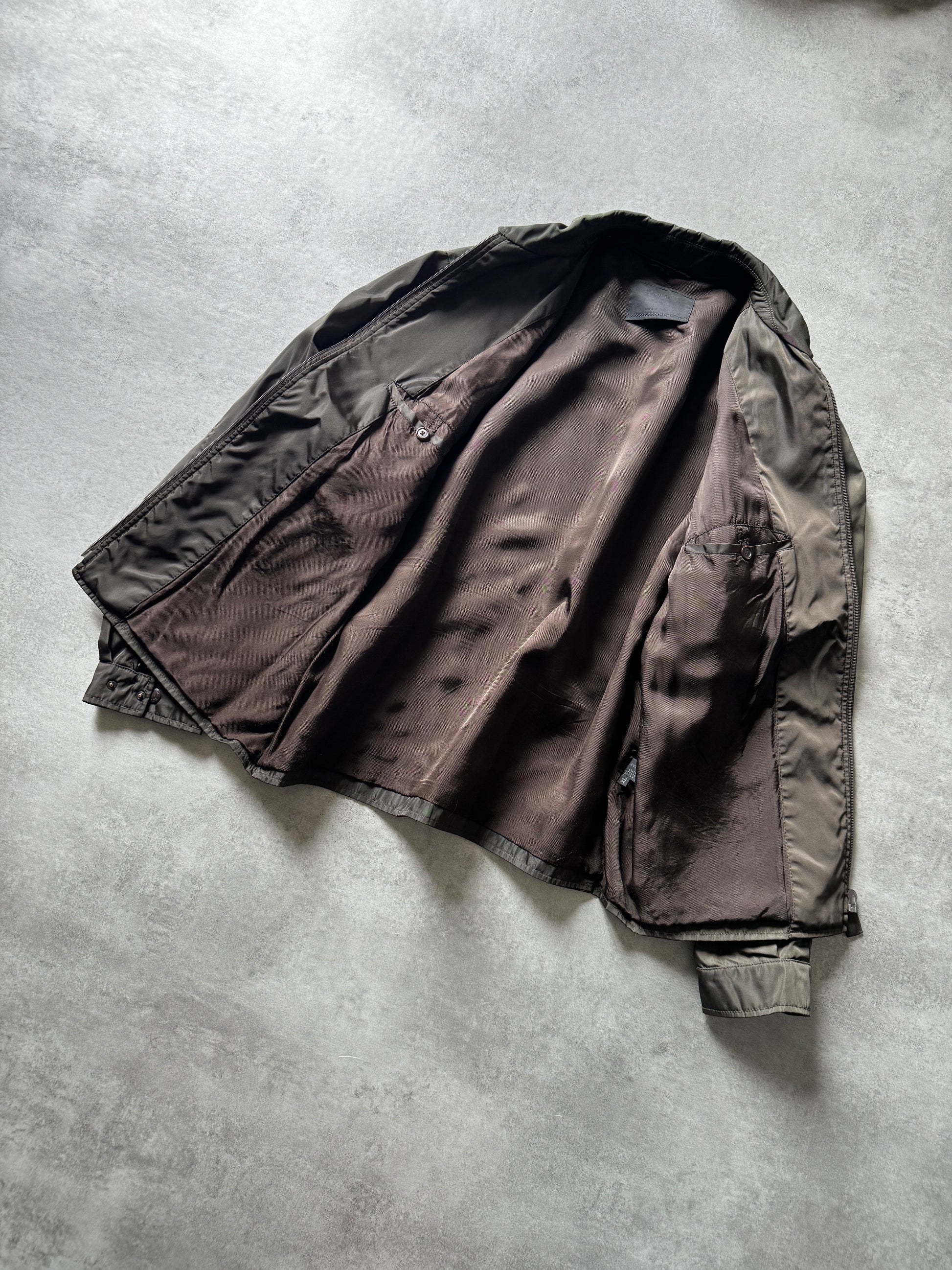 FW1994 Prada Nylon Olive Light Coach Jacket (XL) - 6