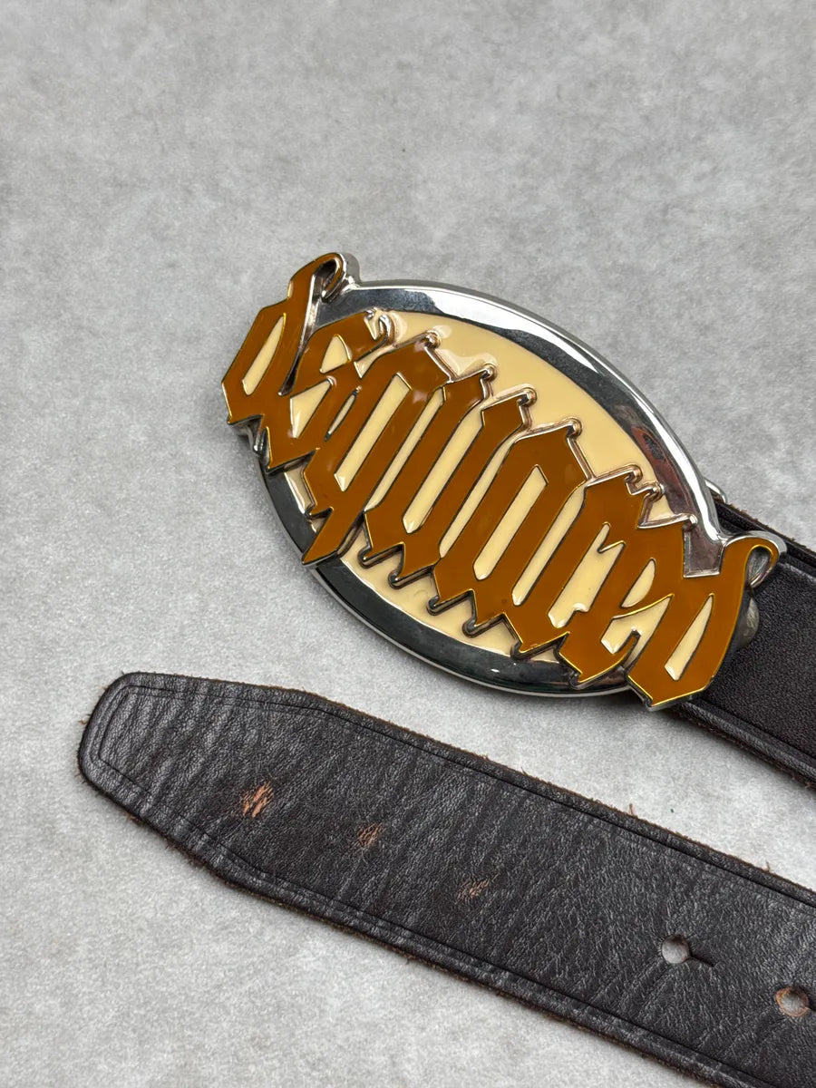 2000s Dsquared2 Dark Brown Leather Gothic Signature Belt bNlxcIJg 2