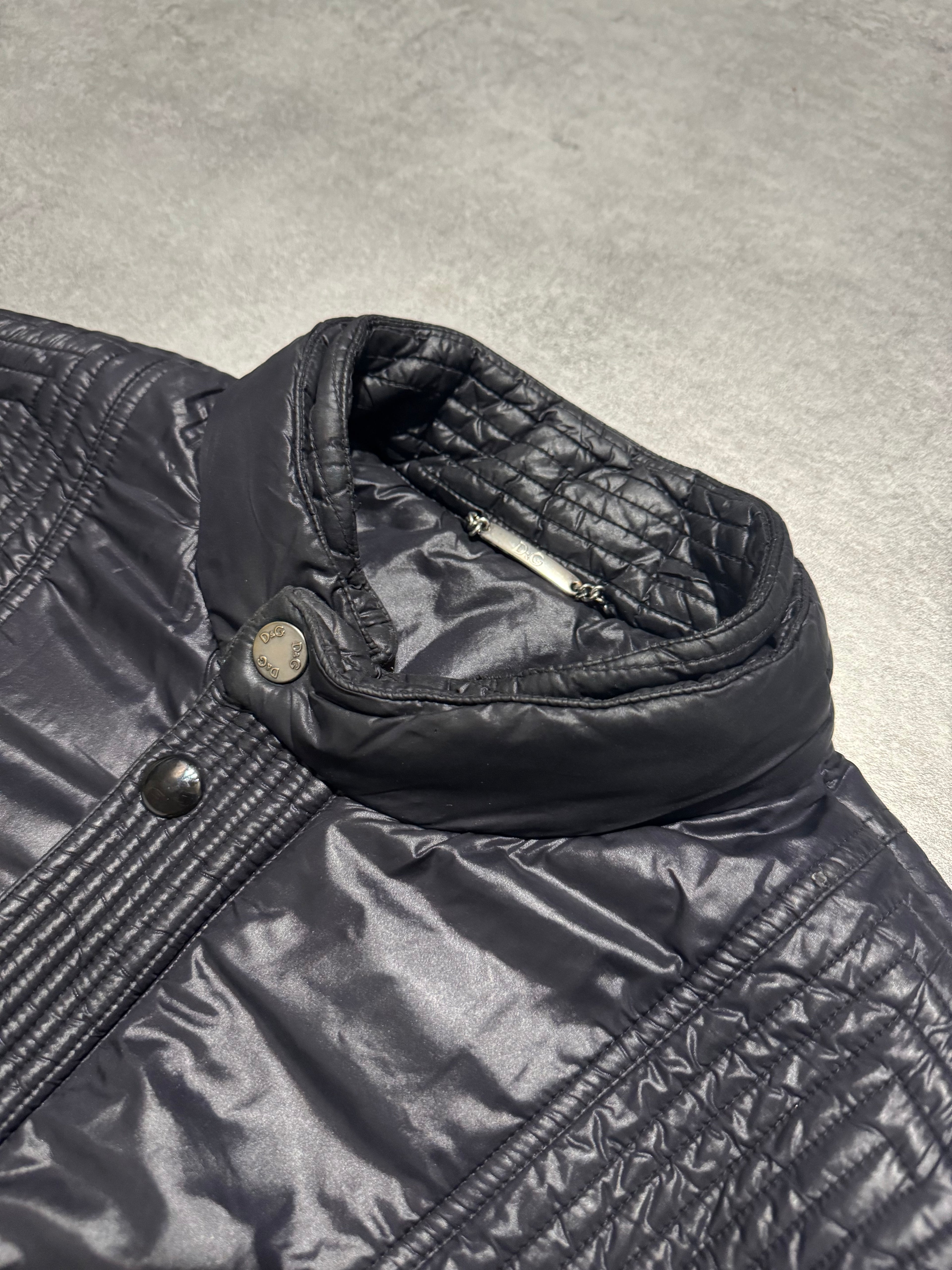 2000s Dolce & Gabbana Navy Puffer Biker Boosted Jacket (L) - 10