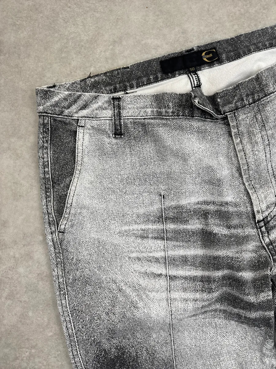 2000s Cavalli Grey White Acid Wash Bootcut Pants bOoSBUsx 5