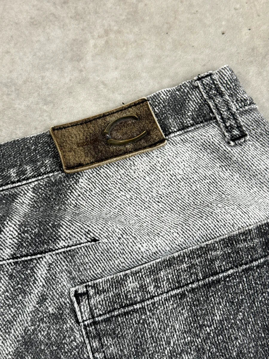 2000s Cavalli Grey White Acid Wash Bootcut Pants bOoSBUsx 6