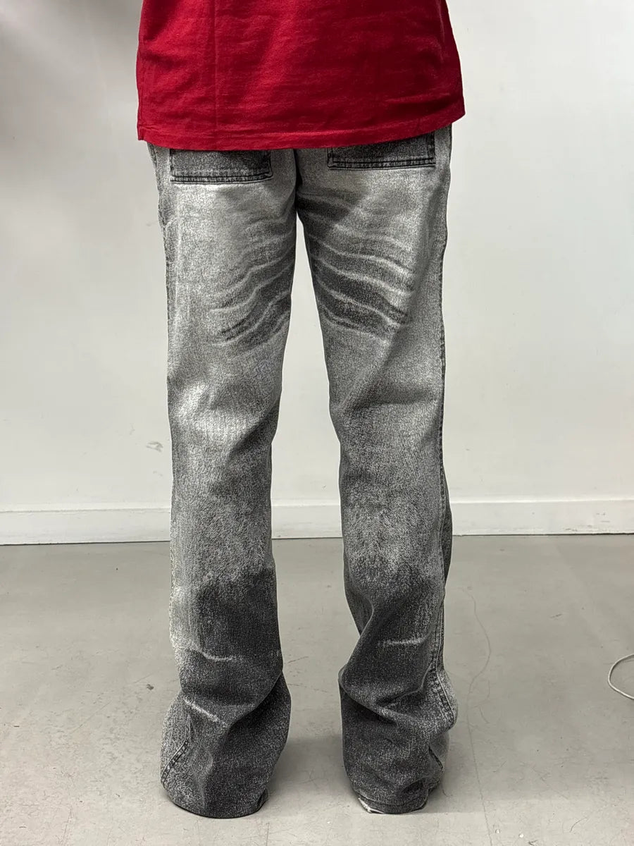2000s Cavalli Grey White Acid Wash Bootcut Pants bOoSBUsx 3