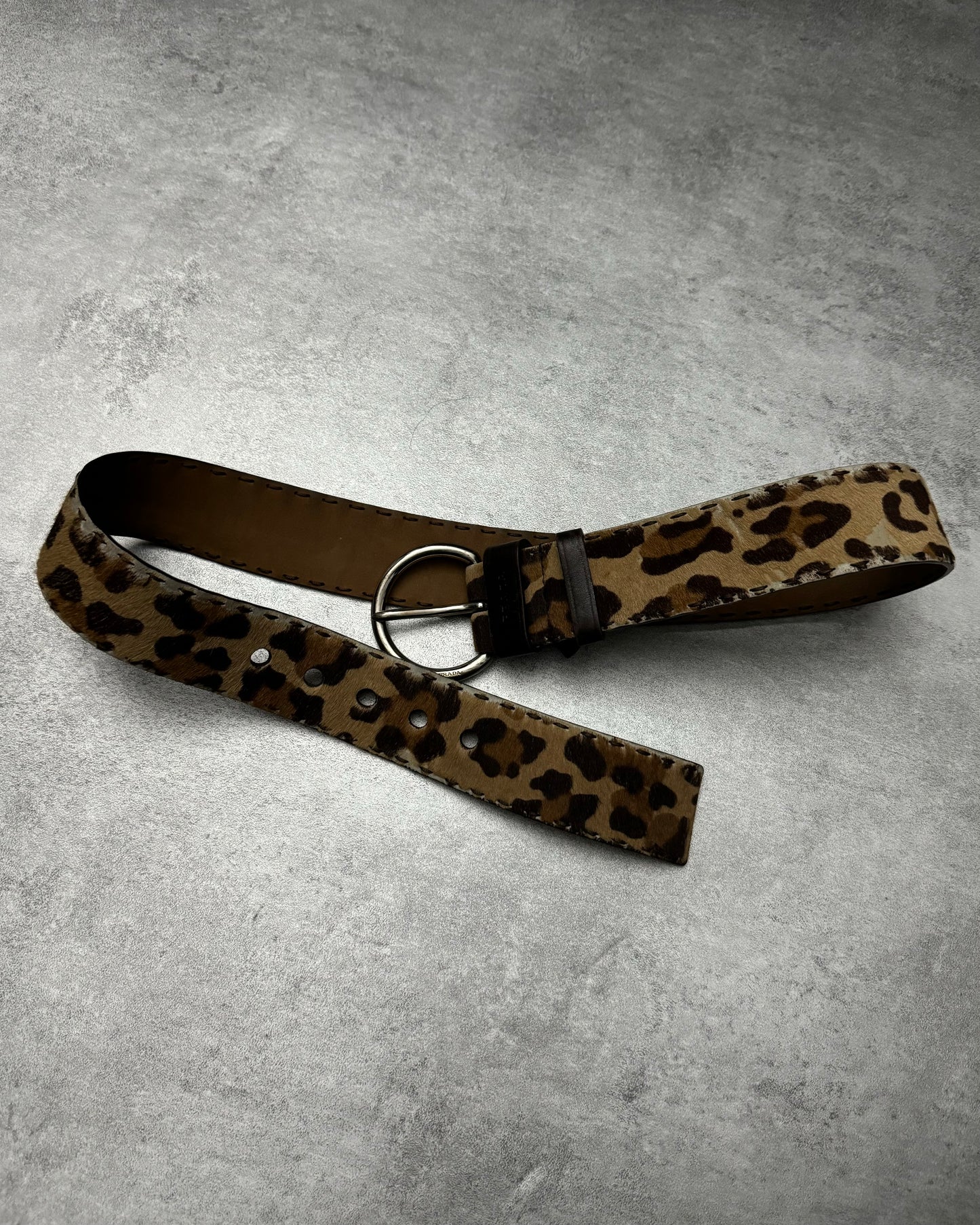 2000s Prada Leopard Pony Hair Leather Belt (OS) - 3