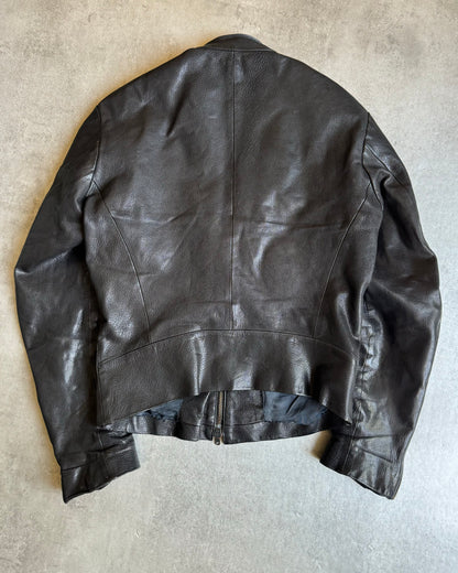 SS2003 Yohji Yamamoto Sample Biker Black Leather Jacket (S) - 2