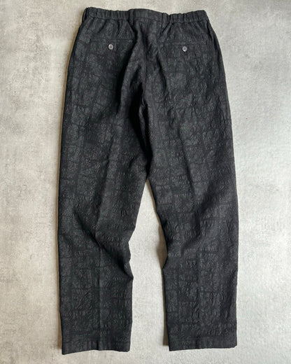 Issey Miyake Modern Wool Textured Black Pants (M/L) - 2