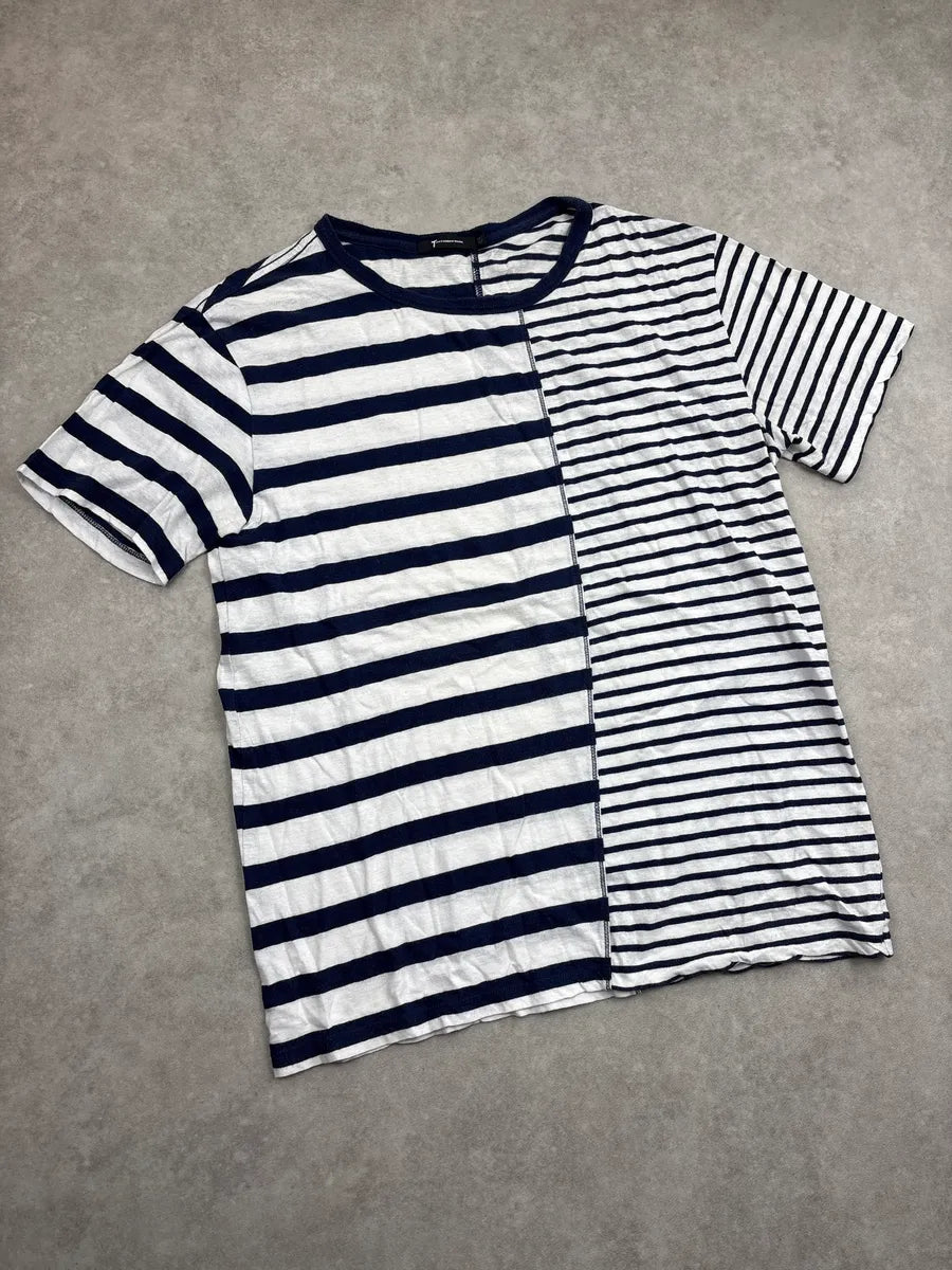 Alexander Wang White & Navy Half Breton Stripe T-Shirt bXqjVWzF 3