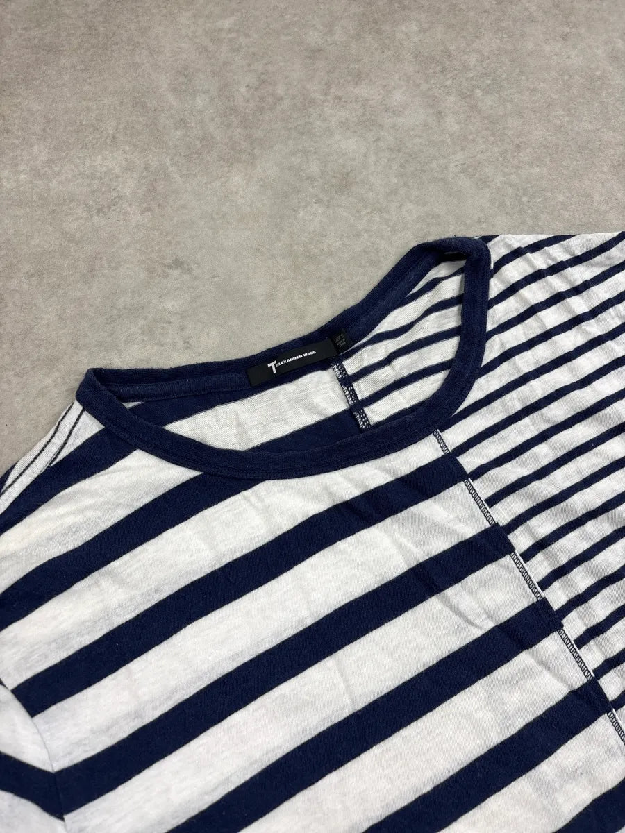 Alexander Wang White & Navy Half Breton Stripe T-Shirt bXqjVWzF 4