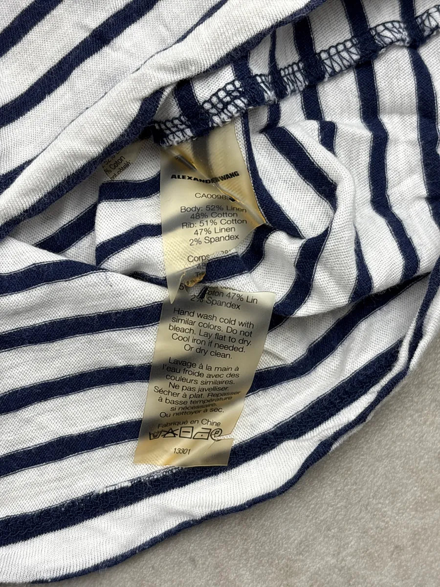 Alexander Wang White & Navy Half Breton Stripe T-Shirt bXqjVWzF 8