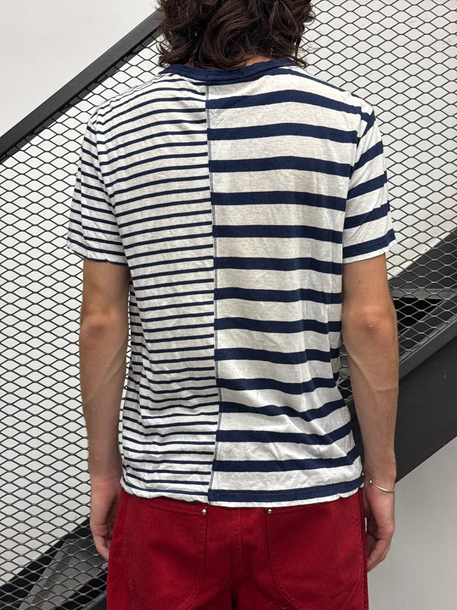 Alexander Wang White & Navy Half Breton Stripe T-Shirt bXqjVWzF 2