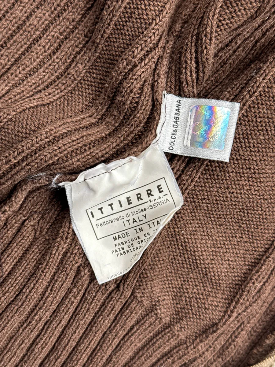 2000s Dolce & Gabbana Brown Ribbed Knit Zip Up Sweater bYSehhfh 11