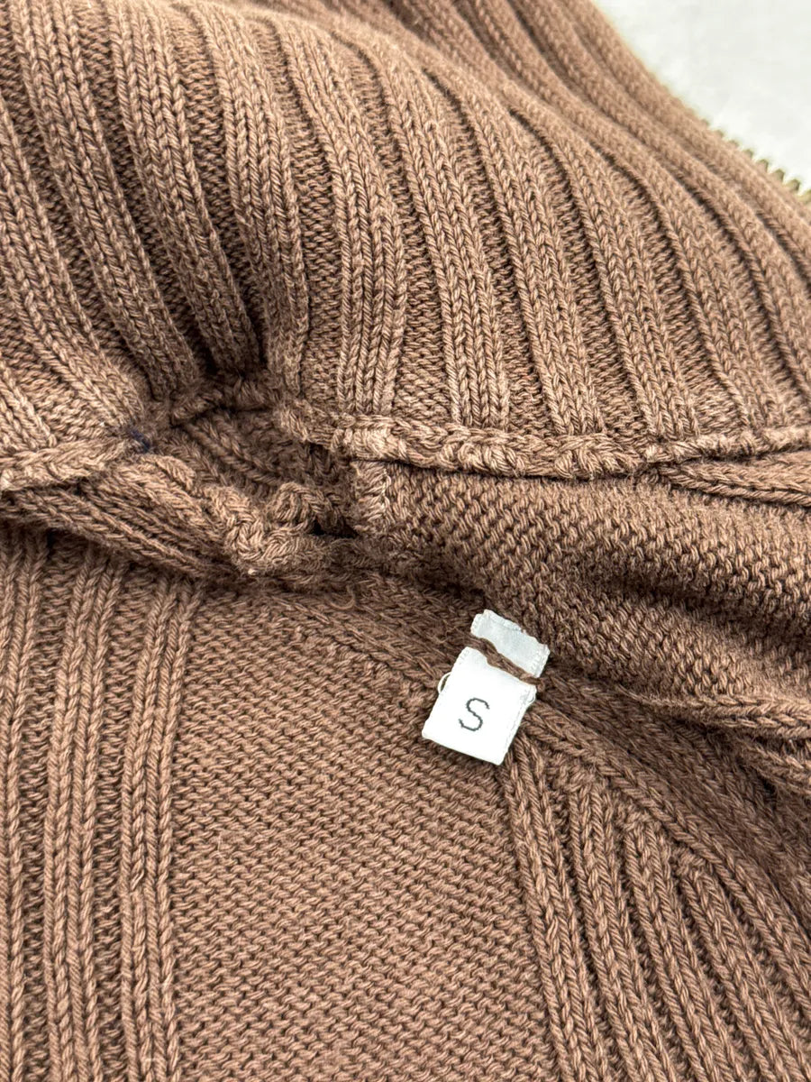 2000s Dolce & Gabbana Brown Ribbed Knit Zip Up Sweater bYSehhfh 13