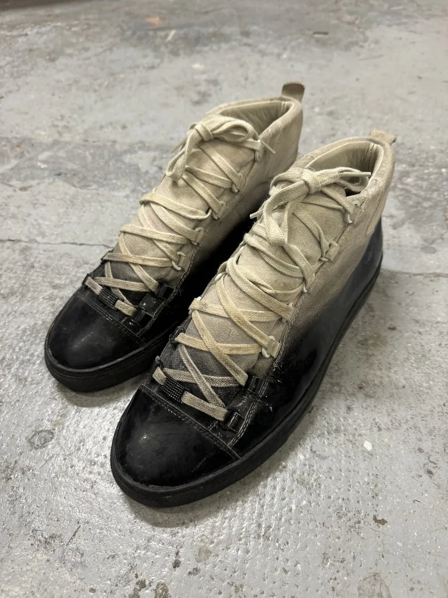 Balenciaga Arena Black & Grey Gradient Varnished Leather High Sneakers EdCjtJp 1