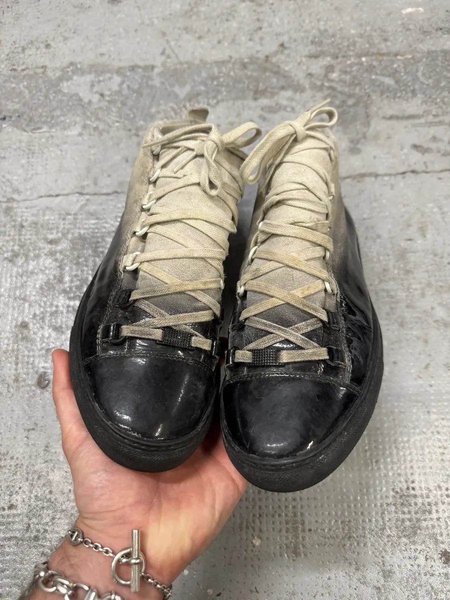 Balenciaga Arena Black & Grey Gradient Varnished Leather High Sneakers EdCjtJp 2