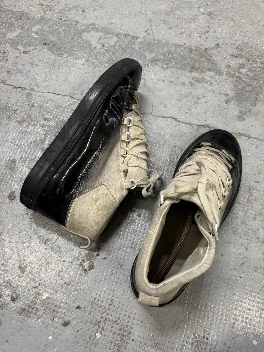 Balenciaga Arena Black & Grey Gradient Varnished Leather High Sneakers EdCjtJp 3