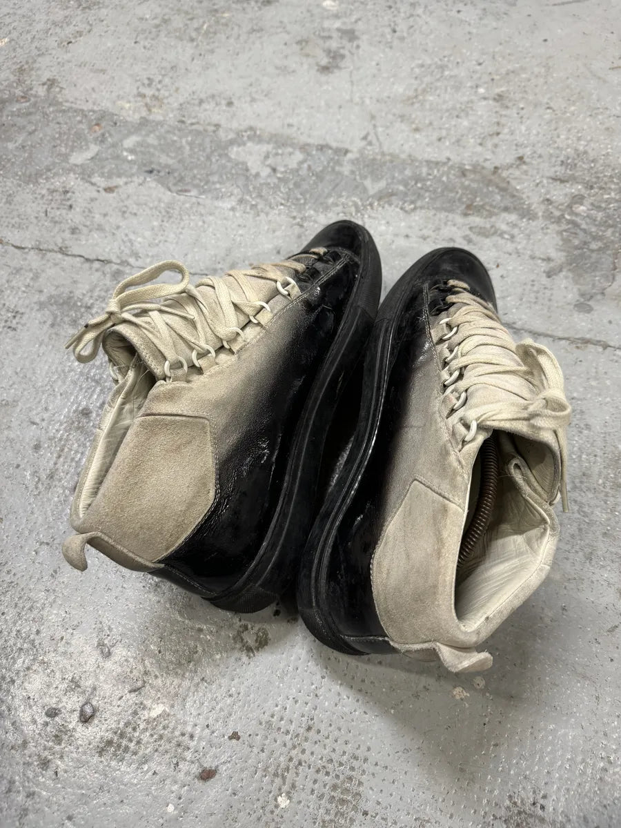 Balenciaga Arena Black & Grey Gradient Varnished Leather High Sneakers EdCjtJp 5