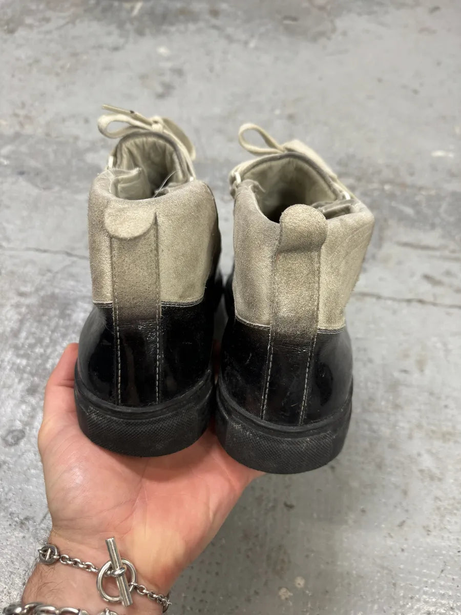Balenciaga Arena Black & Grey Gradient Varnished Leather High Sneakers EdCjtJp 7