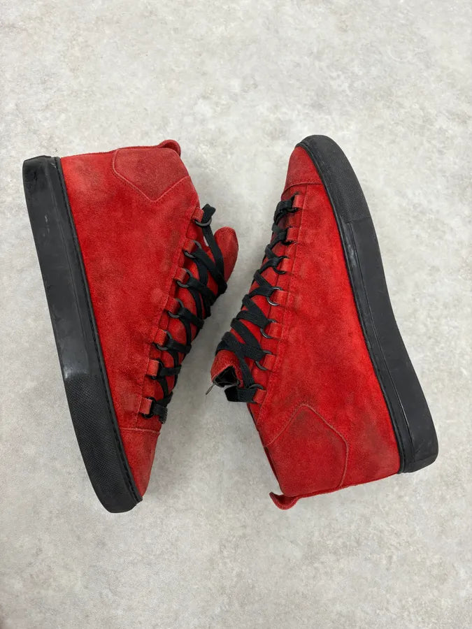 Balenciaga Arena Black & Red Suede Leather High Sneakers YiEFosG 5