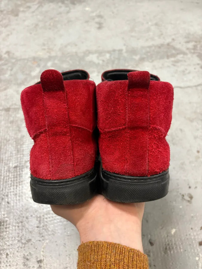 Balenciaga Arena Black & Red Suede Leather High Sneakers mMyQHyD 5