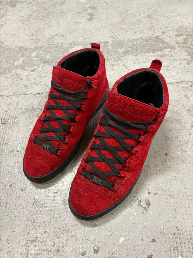 Balenciaga Arena Black & Red Suede Leather High Sneakers mMyQHyD 2