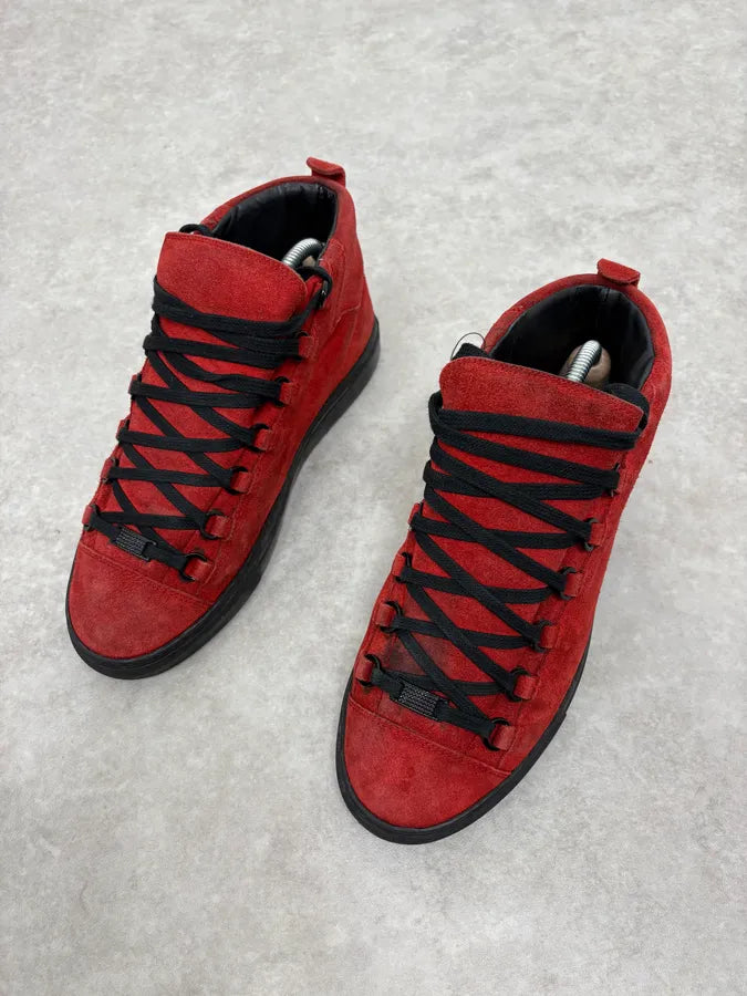 Balenciaga Arena Black & Red Suede Leather High Sneakers YiEFosG 2